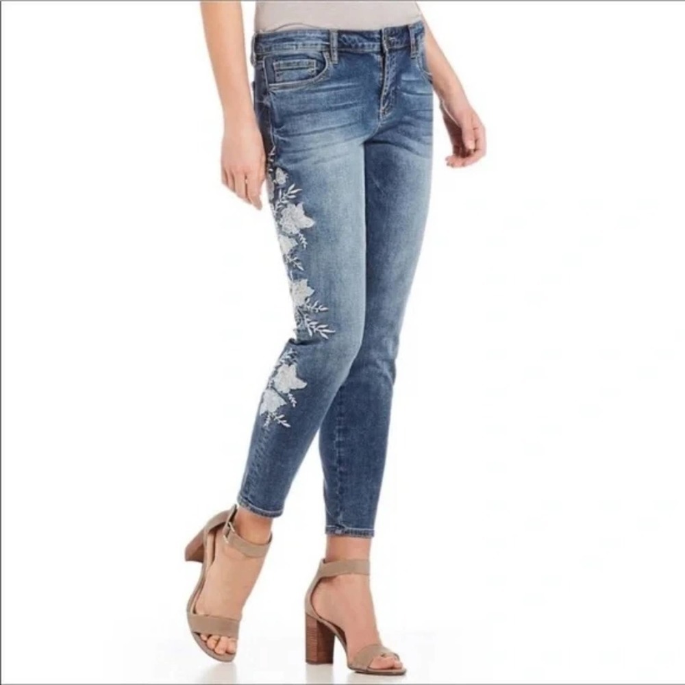 KUT From The Kloth Donna Ankle Skinny Floral Embroidered jeans size 12